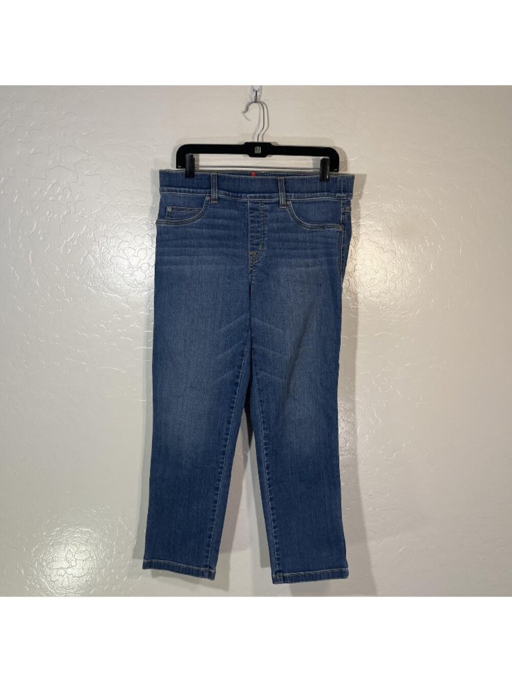 Spanx Jeans Womens L Blue Vintage Indigo High Rise Slim Pull On Stretch Denim